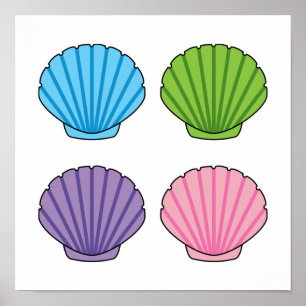 Pastel Colorful Seashell Pack Poster