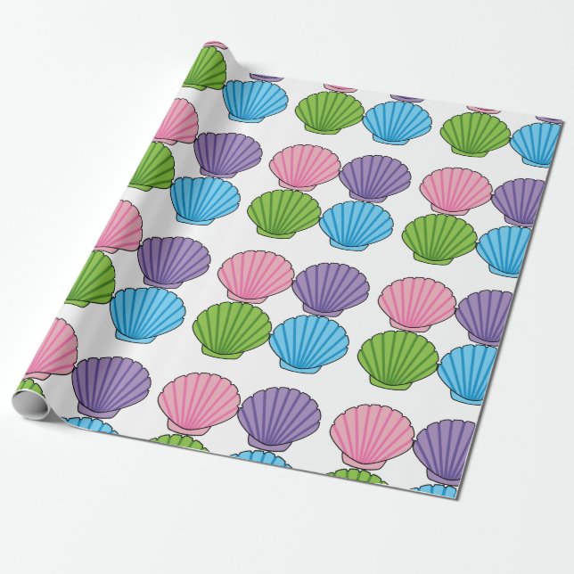 Pastel Colorful Seashell Pack Presentpapper (Utrullad)