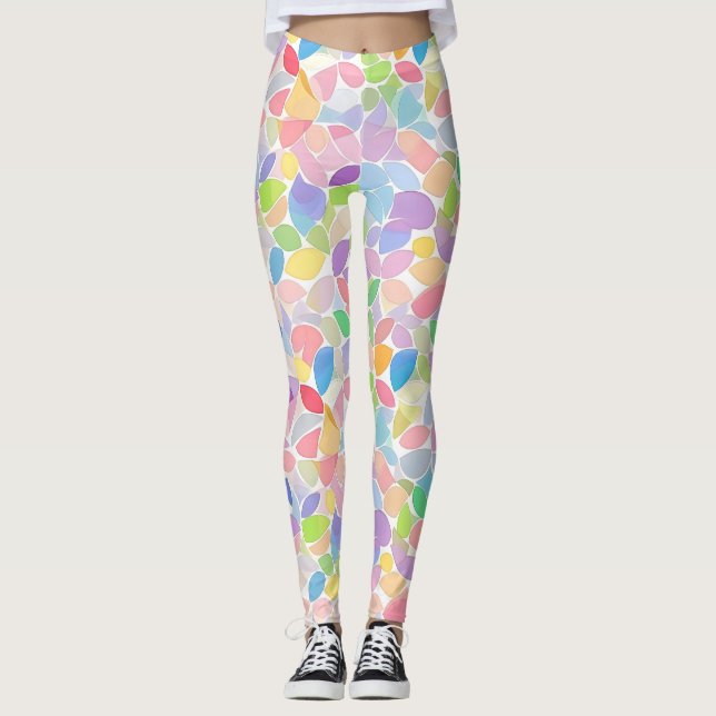 Pastel Colorful Vår Mosaic Leggings (Framsida)