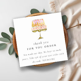 Pastel Colorful Watercolor Cake Bakery Tack Fyrkantigt Visitkort