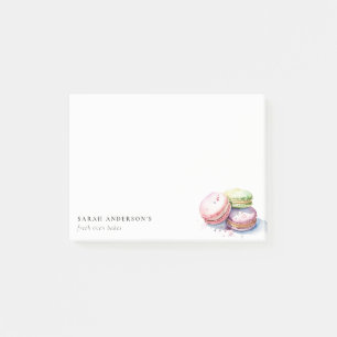 Pastel Colorful Watercolor Fransk Macarons Bakery Post-it Block