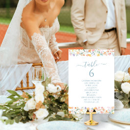 Pastel Colorful Wildflower Wedding Table Number Inbjudningar
