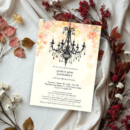 Pastel Colors Chic Floral Vintage Chandelier Inbjudningar