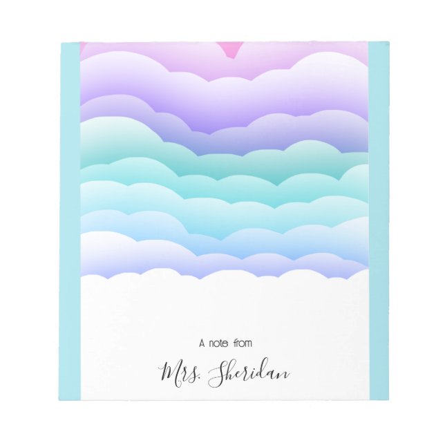 Pastel colors, Cute Sky Teacher Notepad Anteckningsblock (Framsida)