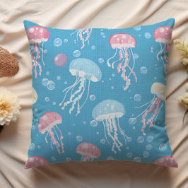 Pastel colors jellyfish pattern kudde