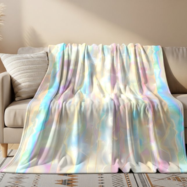 Pastel Colors Shimmering Iridescent Stripes Patter Fleecefilt (Skapare uppladdad)