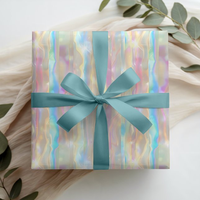 Pastel Colors Shimmering Iridescent Stripes Patter Presentpapper (Skapare uppladdad)