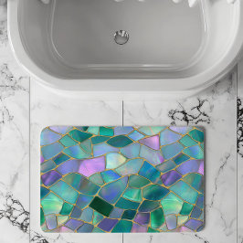 Pastel colors stained glass mosaic pattern badrumsmatta
