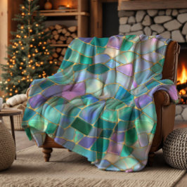 Pastel colors stained glass mosaic pattern fleecefilt