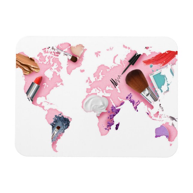 Pastel Comestics World Map Magnet (Horisontell)