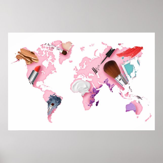 Pastel Comestics World Map Poster (Framsidan)