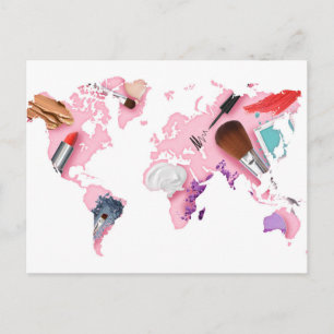 Pastel Comestics World Map Vykort
