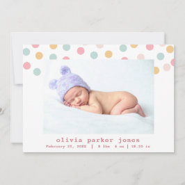 Pastel Confetti Dots Photo Collage Girl Birth Meddelande