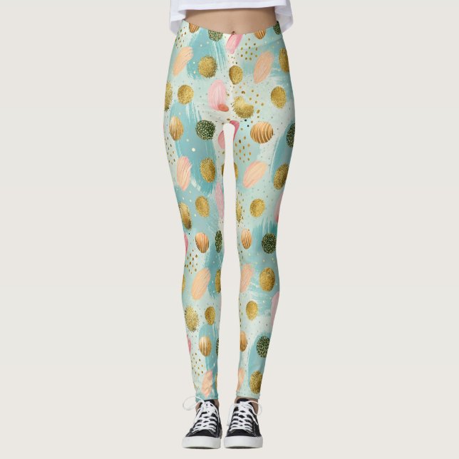 Pastel Confetti Glitter Abstrakt Mönster (2) Leggings (Framsida)