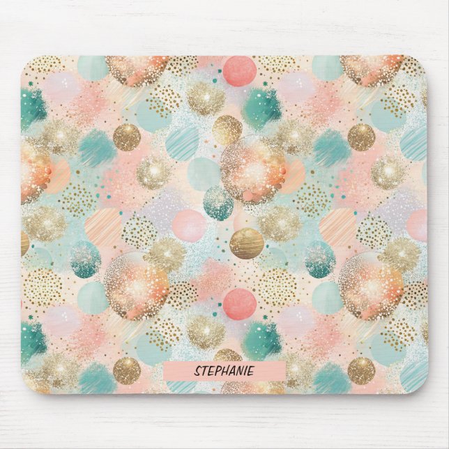 Pastel Confetti Glitter Abstrakt Mönster Musmatta (Framsidan)