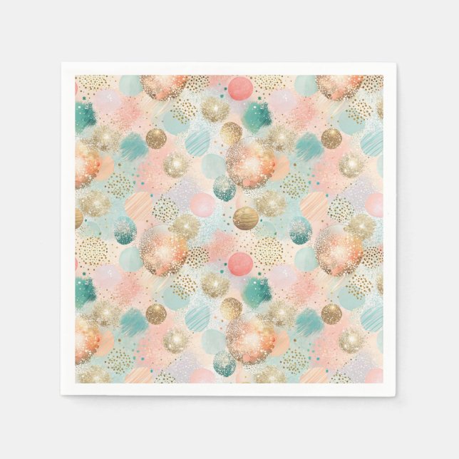 Pastel Confetti Glitter Abstrakt Mönster Pappersservett (Framsidan)