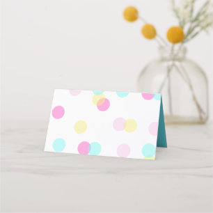 Pastel Confetti - Gult Rosa Blue Placeringskort
