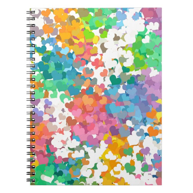Pastel Confetti Hearts Anteckningsbok (Framsidan)
