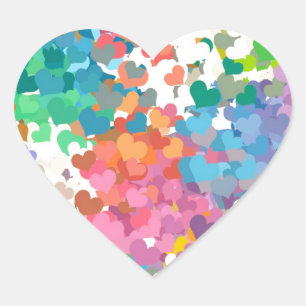 Pastel Confetti Hearts Hjärtformat Klistermärke