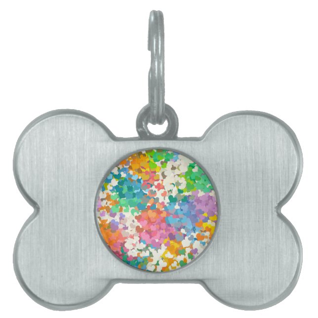 Pastel Confetti Hearts ID-bricka Husdjur (Framsidan)