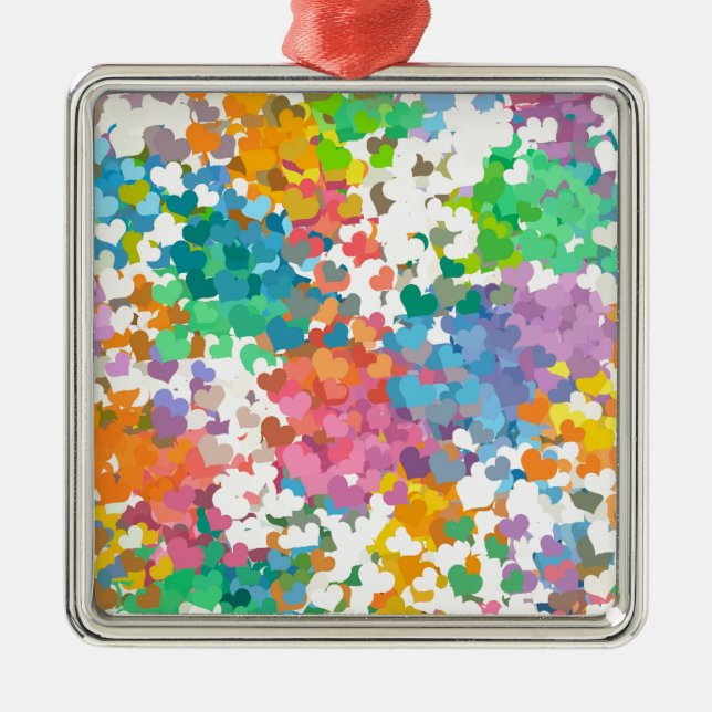 Pastel Confetti Hearts Julgransprydnad Metall (Framsidan)