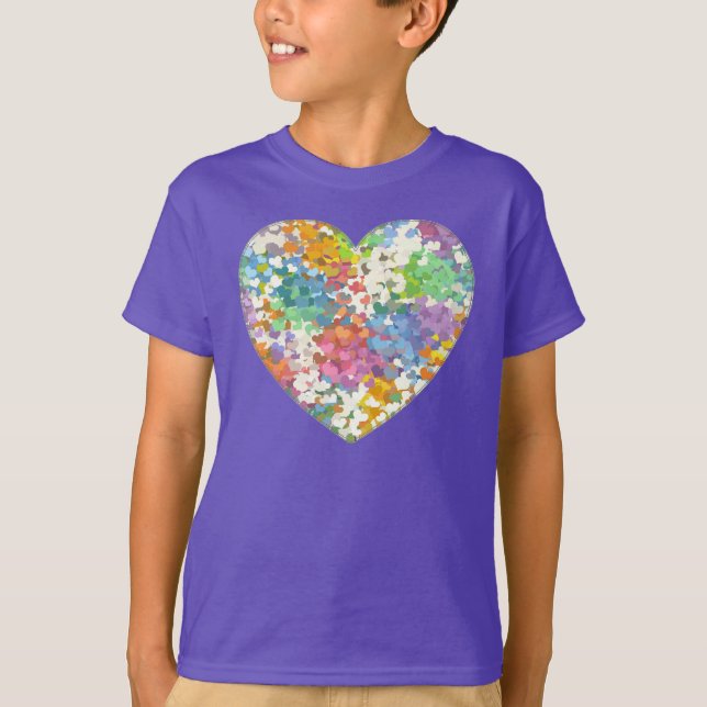 Pastel Confetti Hearts Lila T-Shirt (Framsida)