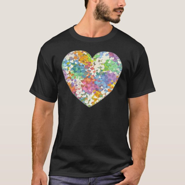 Pastel Confetti Hearts Tee Shirt (Framsida)