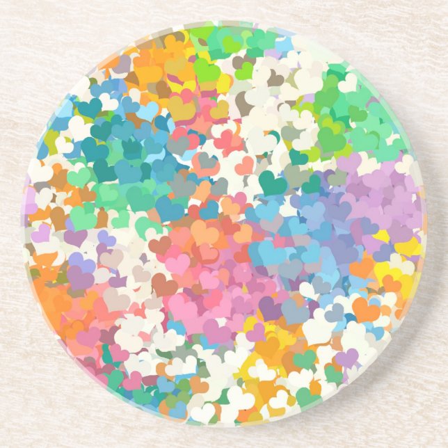 Pastel Confetti Hearts Underlägg (Framsidan)