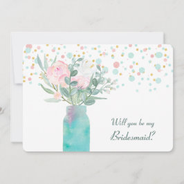 Pastel Confetti Mason Burk Bridesmaid Inbjudan