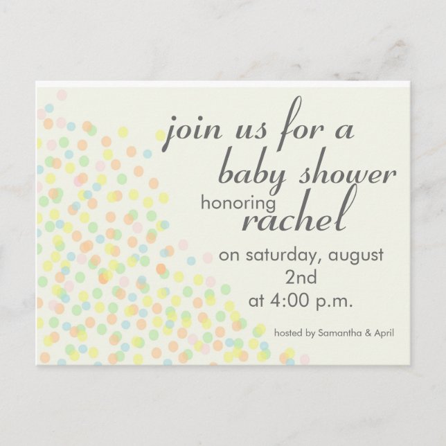 Pastel Confetti Stationary Inbjudan Vykort (Framsida)