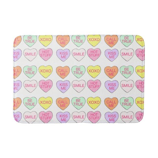 Pastel Conversation Candy Hearts Valentine Day Badrumsmatta (Framsidan)