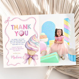 Pastel Coquette Ice Cream Girls Birthday Photo Tack Kort