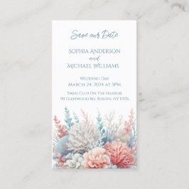 Pastel Coral-Beach Wedding-Save the Date- Visitkort