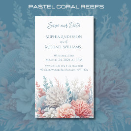 Pastel Coral- Beach Wedding-Save the Date-- Visitkort