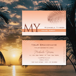 Pastel Coral Gradient Handflatan Löv Monogram helt Visitkort