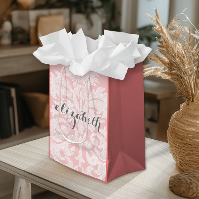Pastel Coral och Grått Damask Suite for Women (Custom Gift Bag)