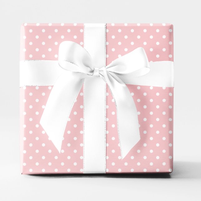 Pastel Coral och White Small Polka Dot Presentpapper (Pastel Coral and White Small Polka Dot Wrapping Paper)