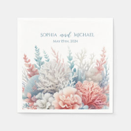 Pastel Coral Reef-Beach Wedding- Napkins Pappersservett
