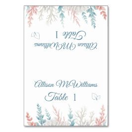 Pastel Coral Reef-Beach Wedding-Vegetarian Icon Bordsnummer