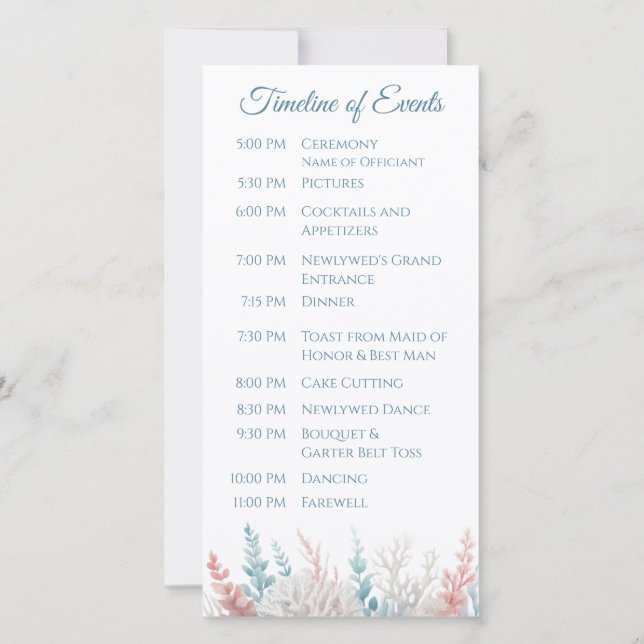 Pastel Coral Reefs- Beach Wedding Program- (Baksida)