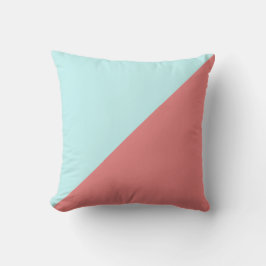 Pastel Coral Rosa Blue Graphic Solid Färg Kudde