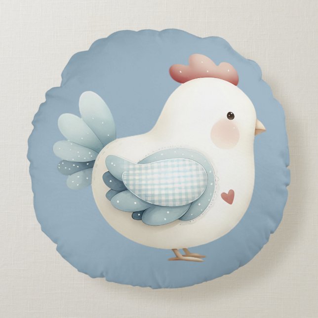 Pastel Cottagecore Chicken Rund Kudde (Framsidan)