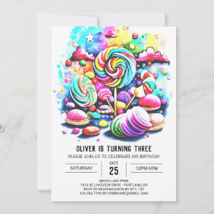 Pastel Cotton Candy Birthday Inbjudningar