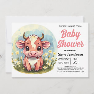 Pastel Cow Baby Shower för magisk Elegant Inbjudningar