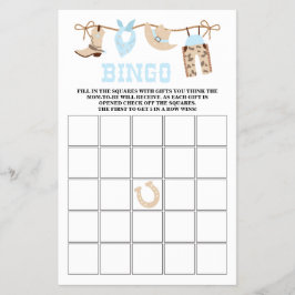 Pastel Cowboy Baby Shower Bingo Flygblad