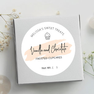 Pastel Cream Watercolor Dessert Bakery Packaging Runt Klistermärke