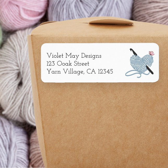 Pastel Crochet Krok Butterfly Yarn Returadress Etikett (Return address labels for crochet lover, LYS or online yarn retailer)
