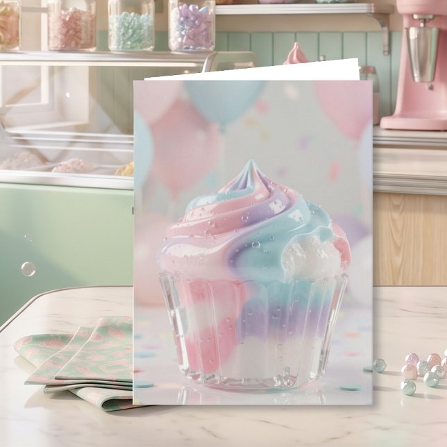 Pastel Crystal Cupcake Birthday  Kort (Skapare uppladdad)