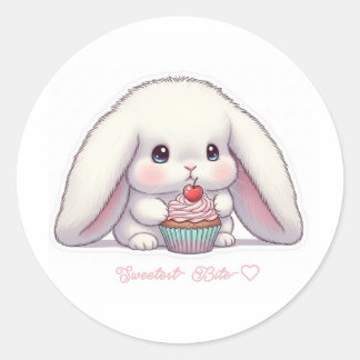 Pastel Cupcake Bunny - Sweet Cherry Treat Kawaii Runt Klistermärke