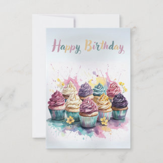Pastel Cupcoa Birthday Greeting Card Kort